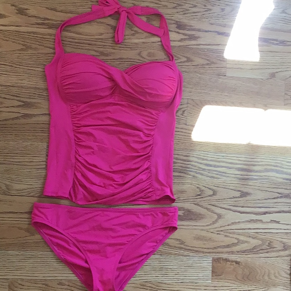 La Blanca fushia  pink halter tankini